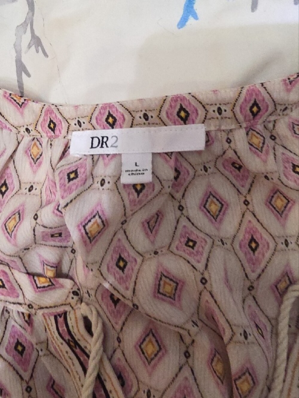 DR2 Pink Diamond-Print Split Neck Tunic - Picture 2 of 2